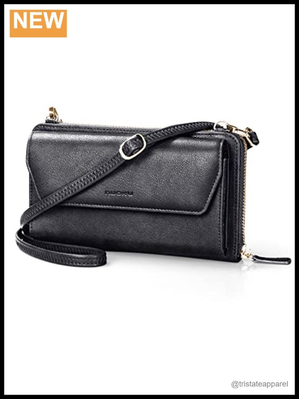 Vegan PU Leather RFID Blocking Wristlet Crossbody Wallet 17 Card Slots